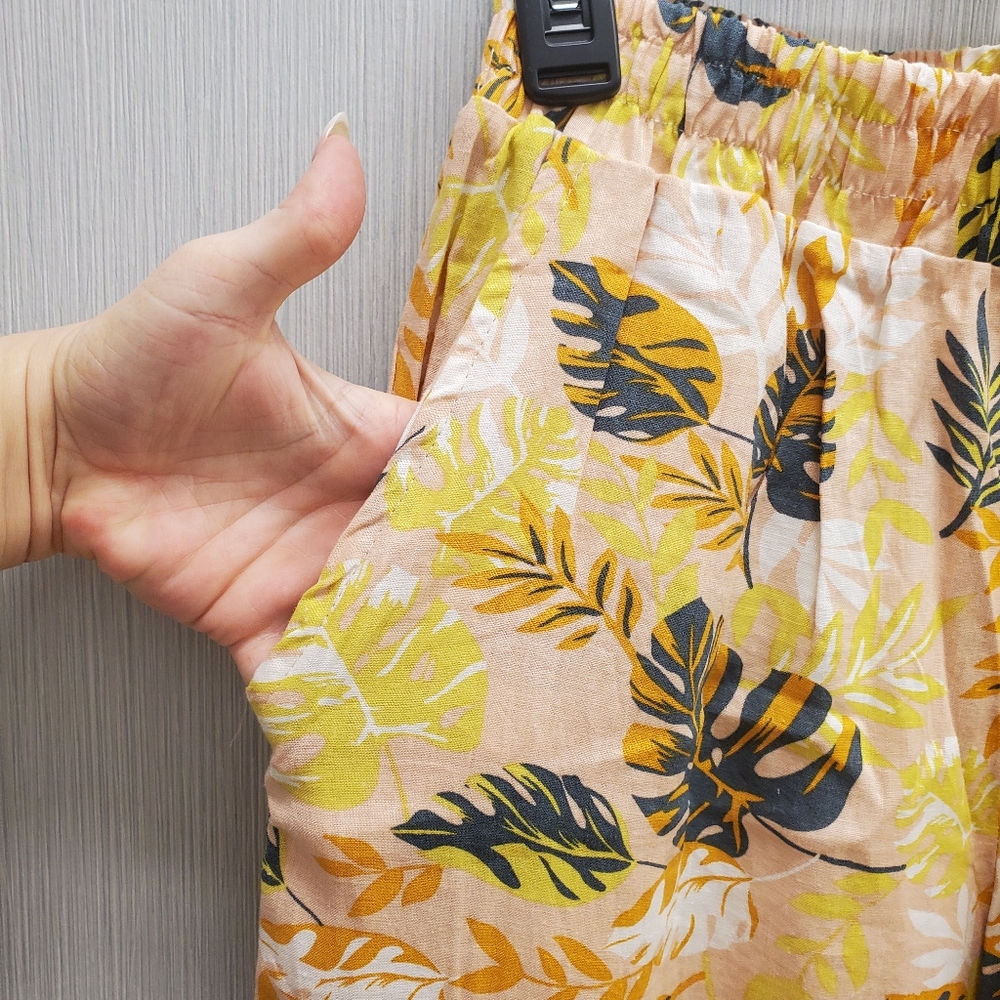 3 Piece Linen Set Matching Pants Tank Collared Shirt NWOT Floral Nicole Miller - Picture 7 of 10